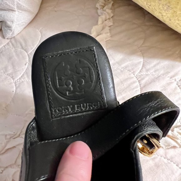 Tory Burch Leather Black Slingback sandals - EUC! Hardly worn - RARE! - Picture 2 of 5